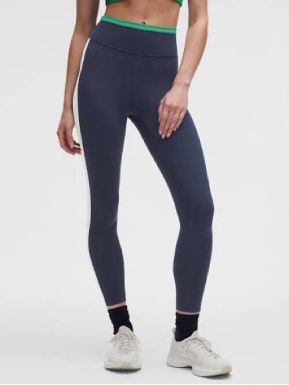 lululemon athletica Navy High-Rise Leggings with Green Waistband